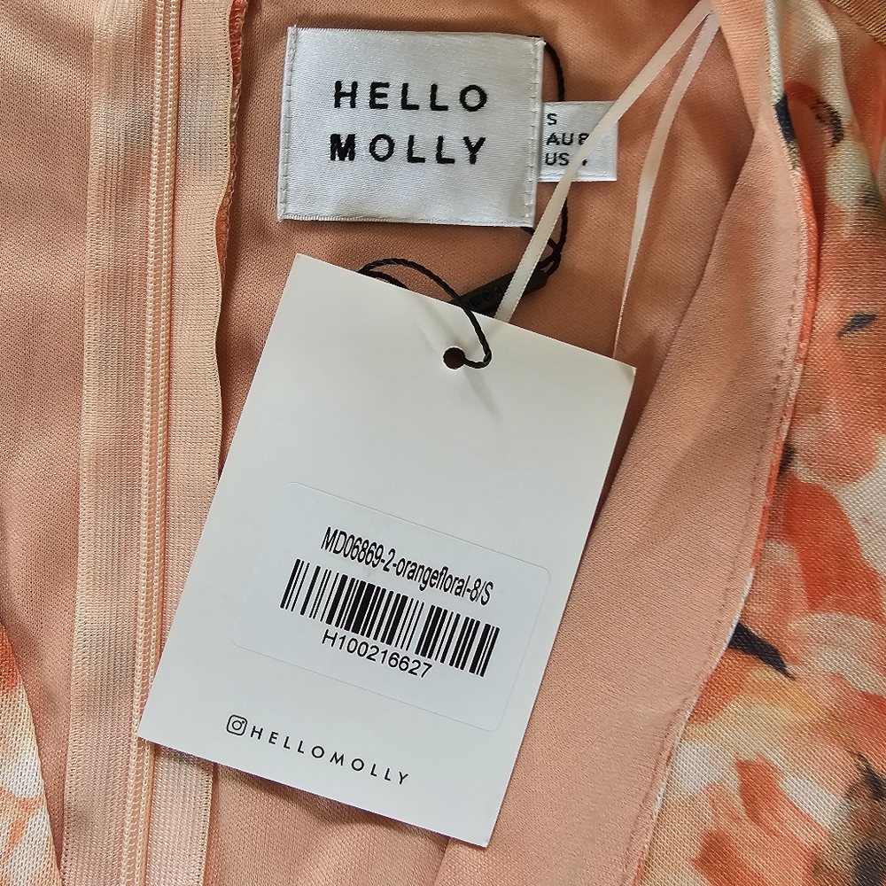 Hello Molly Magnificient Grace Long Sleeve Mini Dress Orange Size S - Picture 8 of 9